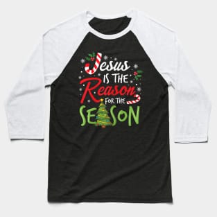 Girls Jesus is The Reason for The Season Christmas Christian Baseball T-Shirt